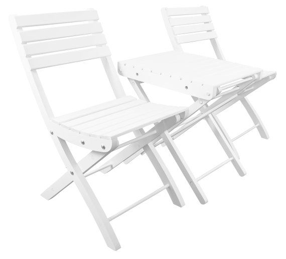 Набор столик складной 40х50см + 2 складных стула 40х60 см, массив дерева, белый, Дубравия, KRF-GS-029