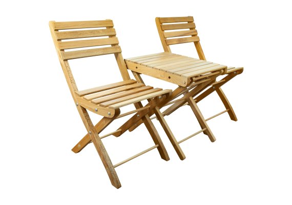 Набор столик складной 40х50см + 2 складных стула 40х60 см, массив дерева, натуральный, Дубравия, KRF-GS-028
